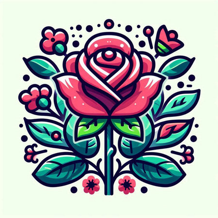 Rose flower with leaves and flowers. Vector illustration for your design.のイラスト素材