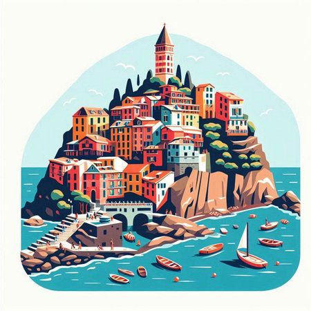 Rovinj city in Croatia. Colorful vector illustration.のイラスト素材