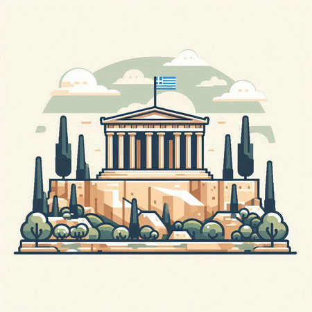 Athens, Greece. Famous landmark. Vector illustration in flat styleのイラスト素材