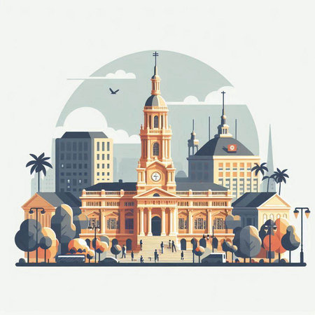 Sydney, Australia. Cityscape of Sydney, Australia. Travel and Tourism Illustration.のイラスト素材