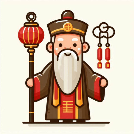 Chinese New Year. Vector illustration of a happy Chinese New Year.のイラスト素材
