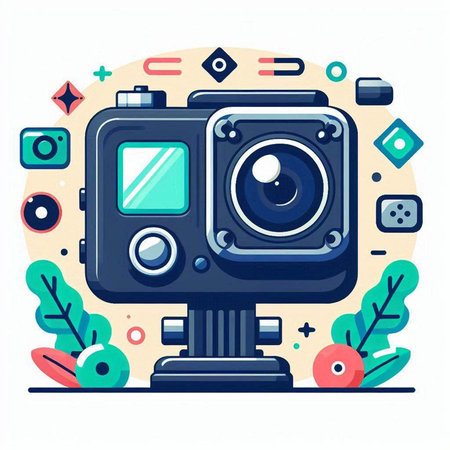 Retro camera. Vector illustration in a flat style on a white background.のイラスト素材