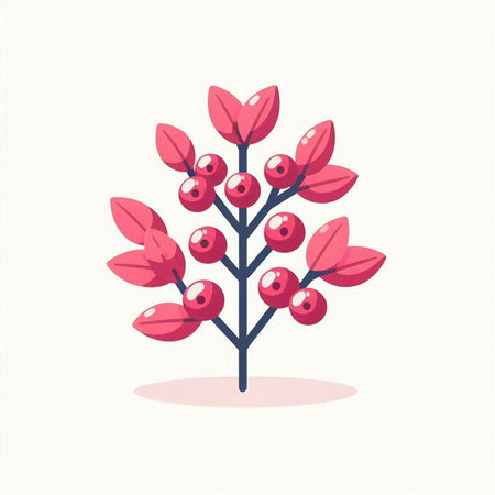 Christmas tree with red berries isolated on white background. Vector illustration.のイラスト素材
