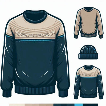 Vector illustration of a men's sweater with a hood and a cap.のイラスト素材