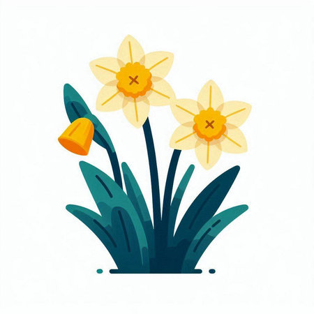 Narcissus flower. Vector illustration in flat style on white background.のイラスト素材