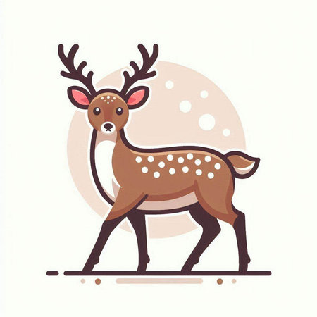 Cute deer. Vector illustration in flat style on white background.のイラスト素材