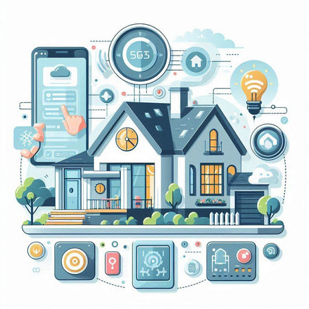 Smart home system. Smart home technology. Smart home concept. Vector illustrationのイラスト素材