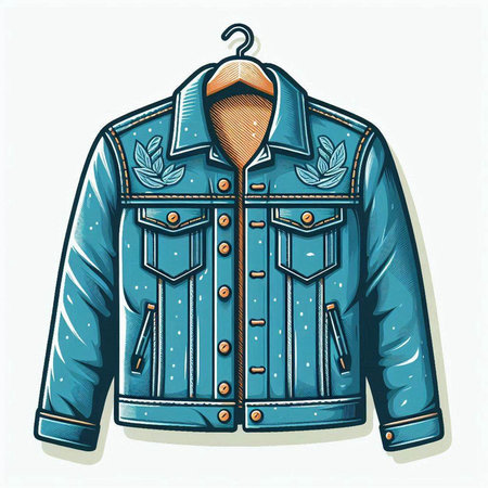 Denim jacket on a hanger. Vector illustration of a denim jacket.のイラスト素材