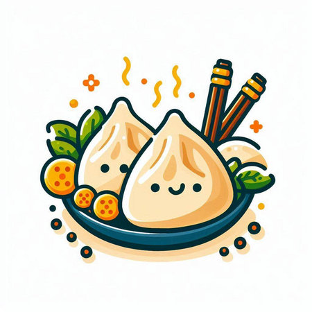 Illustration of dumplings. Vector illustration in cartoon style.のイラスト素材