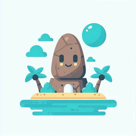 Vector illustration of a stone in the sea. Cartoon flat style.のイラスト素材