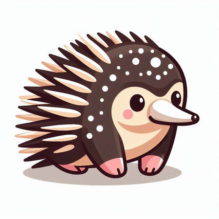Cute cartoon hedgehog on a white background. Vector illustration.のイラスト素材