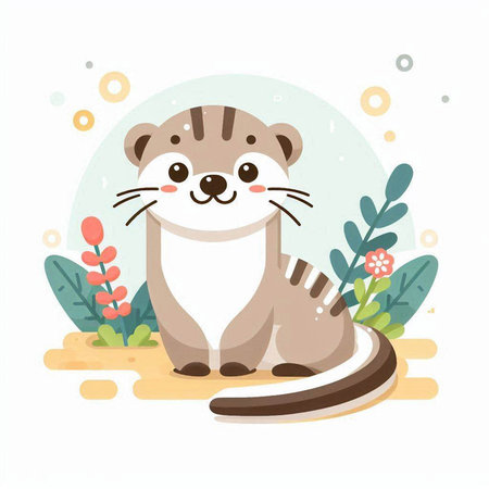 Cute otter vector illustration. Cute cartoon animal character.のイラスト素材