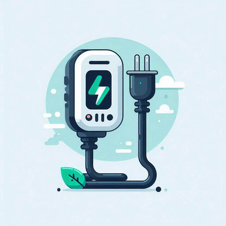 Electric power plug and green energy concept. Vector illustration in flat styleのイラスト素材