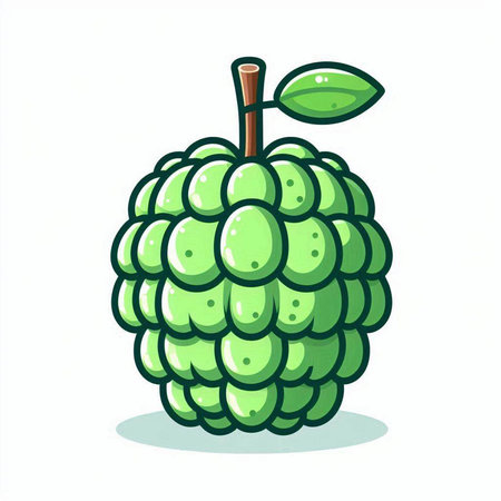 Custard apple fruit isolated on white background. Vector illustration.のイラスト素材