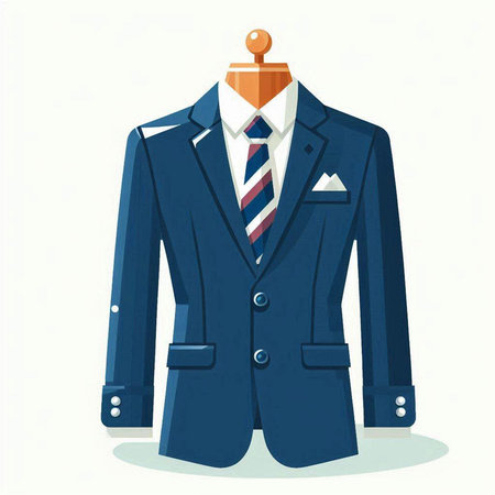 Blue jacket with tie on a mannequin. Vector illustration.のイラスト素材