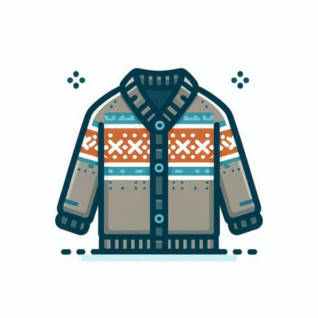 Vector illustration of winter jacket in flat style. Winter clothing icon.のイラスト素材