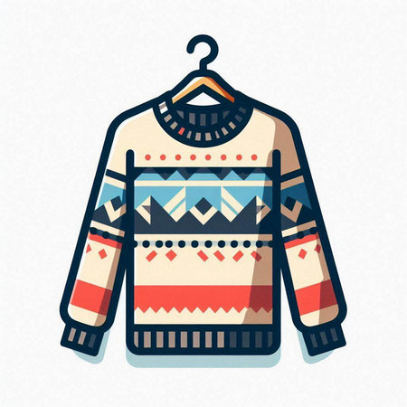 Knitted sweater with a pattern of geometric shapes. Vector illustration.のイラスト素材