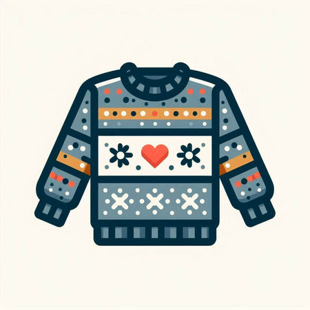 Vector illustration of a knitted sweater with a cross on a white backgroundのイラスト素材