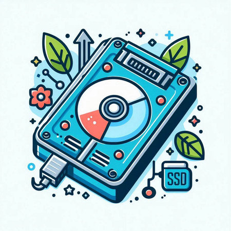 Vector illustration of music player with compact disc and leaves. Line art design for web, site, advertising, banner, poster, board and print.のイラスト素材