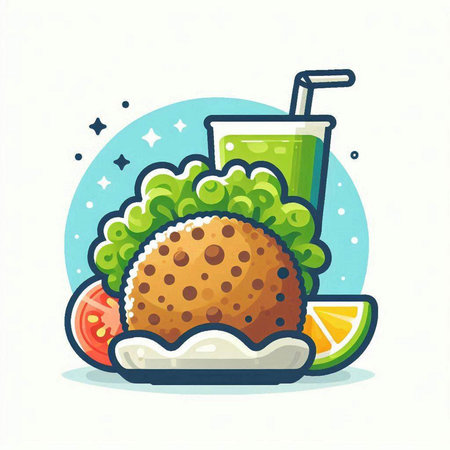 Illustration of fast food. Vector illustration of a hamburger.のイラスト素材