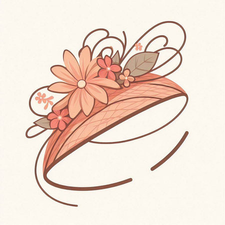 Wedding ring with flowers and leaves in retro style. Vector illustration.のイラスト素材