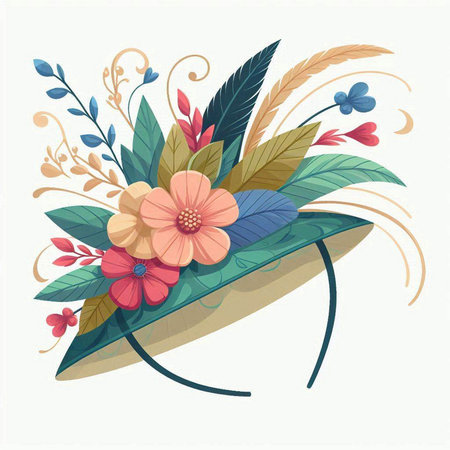 Floral bouquet in the form of a hat. Vector illustration.のイラスト素材