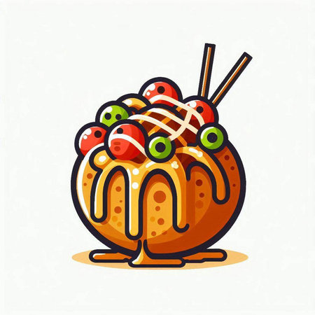 Illustration of sushi with chopsticks. Japanese food. Vector illustration.のイラスト素材