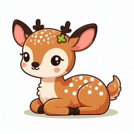Cute little baby deer isolated on white background. Vector illustration.のイラスト素材