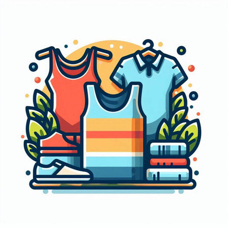 Clothes and accessories. Laundry service. Vector illustration.のイラスト素材