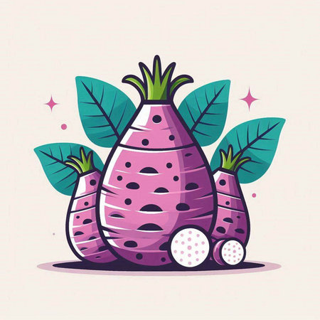 purple radish vegetable icon over white background colorful design vector illustrationのイラスト素材