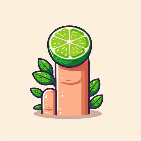 Finger with lime. Vector illustration of a human finger with a lime.のイラスト素材