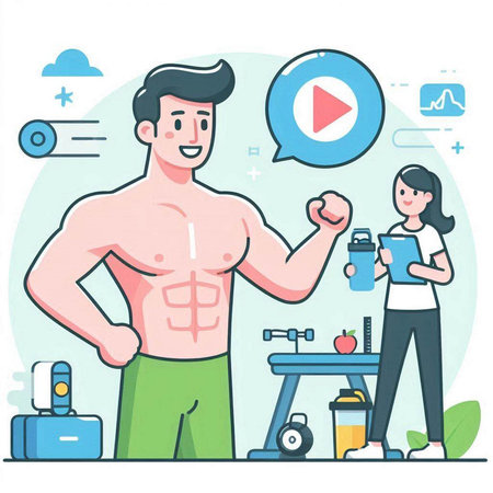 Fitness, healthy lifestyle and workout concept. Vector flat graphic design illustrationのイラスト素材