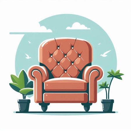 Comfortable armchair in the room. Vector illustration in flat styleのイラスト素材