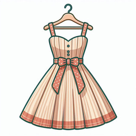 Illustration of a dress on a hanger isolated on white backgroundのイラスト素材