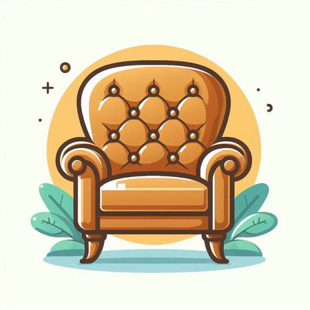 Illustration of an armchair in a cartoon style. Vector illustrationのイラスト素材