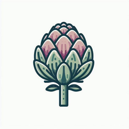 Artichoke flower icon. Isolated on white background. Vector illustration.のイラスト素材