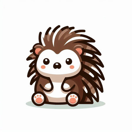 Cute cartoon porcupine. Vector illustration isolated on white background.のイラスト素材