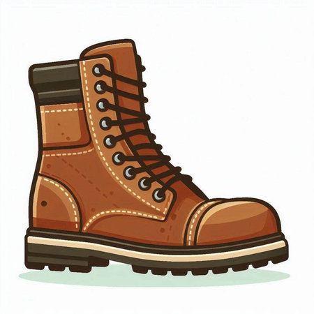 Hiking boots isolated on white background. Cartoon style. Vector illustration.のイラスト素材