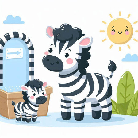Cute zebra vector illustration. Cute cartoon animal character.のイラスト素材