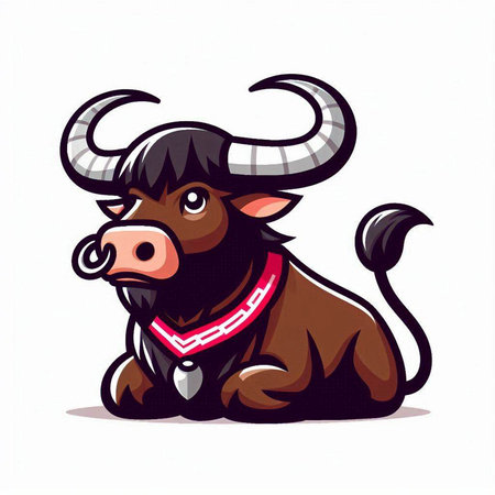 Vector illustration of a cute cartoon character of a viking with a beard and horns.のイラスト素材