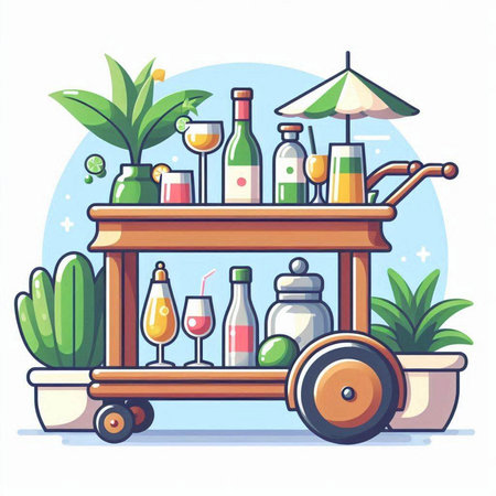 Cocktail bar. Vector illustration in cartoon style on white background.のイラスト素材