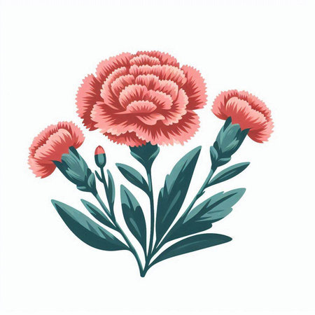 Carnation flowers isolated on a white background. Vector illustration.のイラスト素材