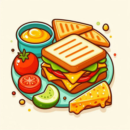 Traditional indian curry with rice, spices and vegetables. Vector illustration.のイラスト素材