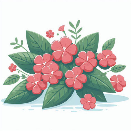 Illustration of a bouquet of red flowers on a white backgroundのイラスト素材