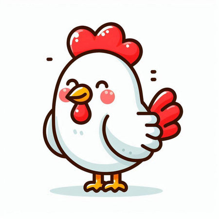 Cute chicken cartoon character. Vector illustration isolated on white background.のイラスト素材