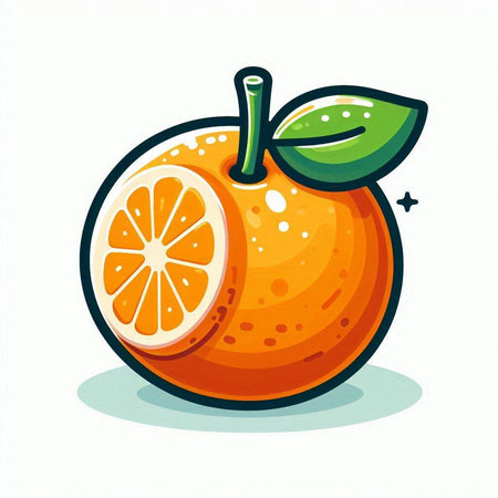 Orange fruit isolated on a white background. Vector illustration. Cartoon style.のイラスト素材