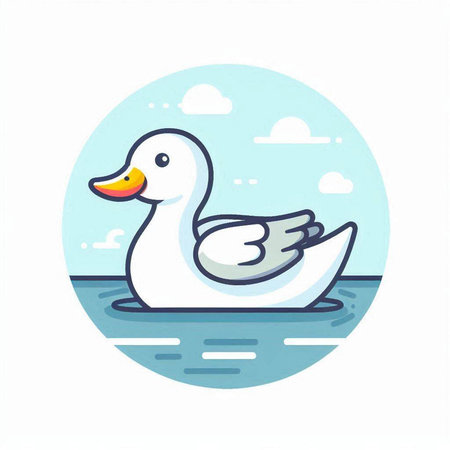 Duck on the water. Vector illustration in a flat style.のイラスト素材