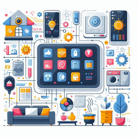 Smart home and internet of things concept. Vector illustration in flat styleのイラスト素材