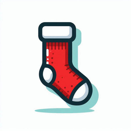 Christmas sock icon. Vector illustration in flat style. Isolated on white background.のイラスト素材