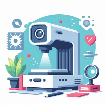 Webcam flat vector illustration. Modern technology and communication concept. Webcam equipment for web and mobile applications.のイラスト素材